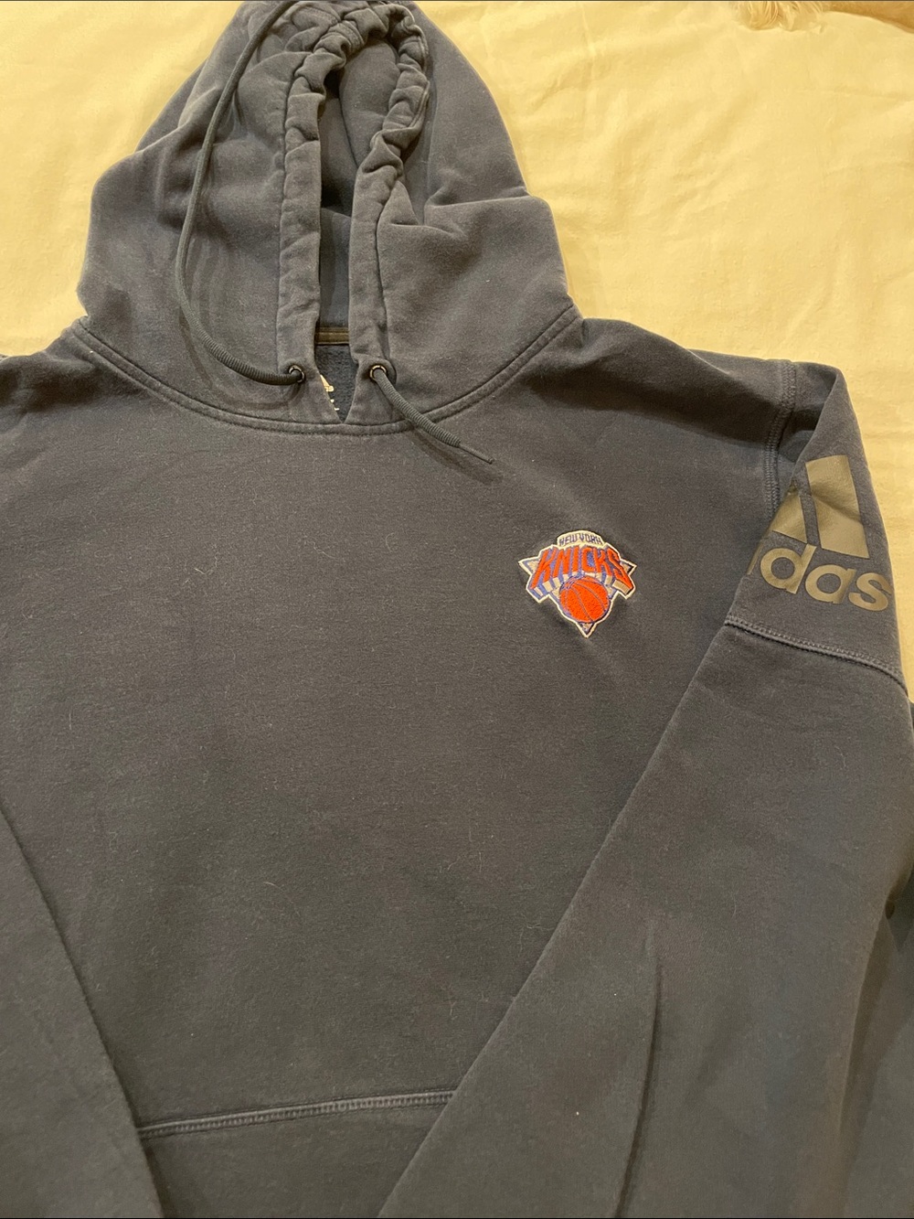 adidas Navy New York Knicks Logo Pullover Hoodie